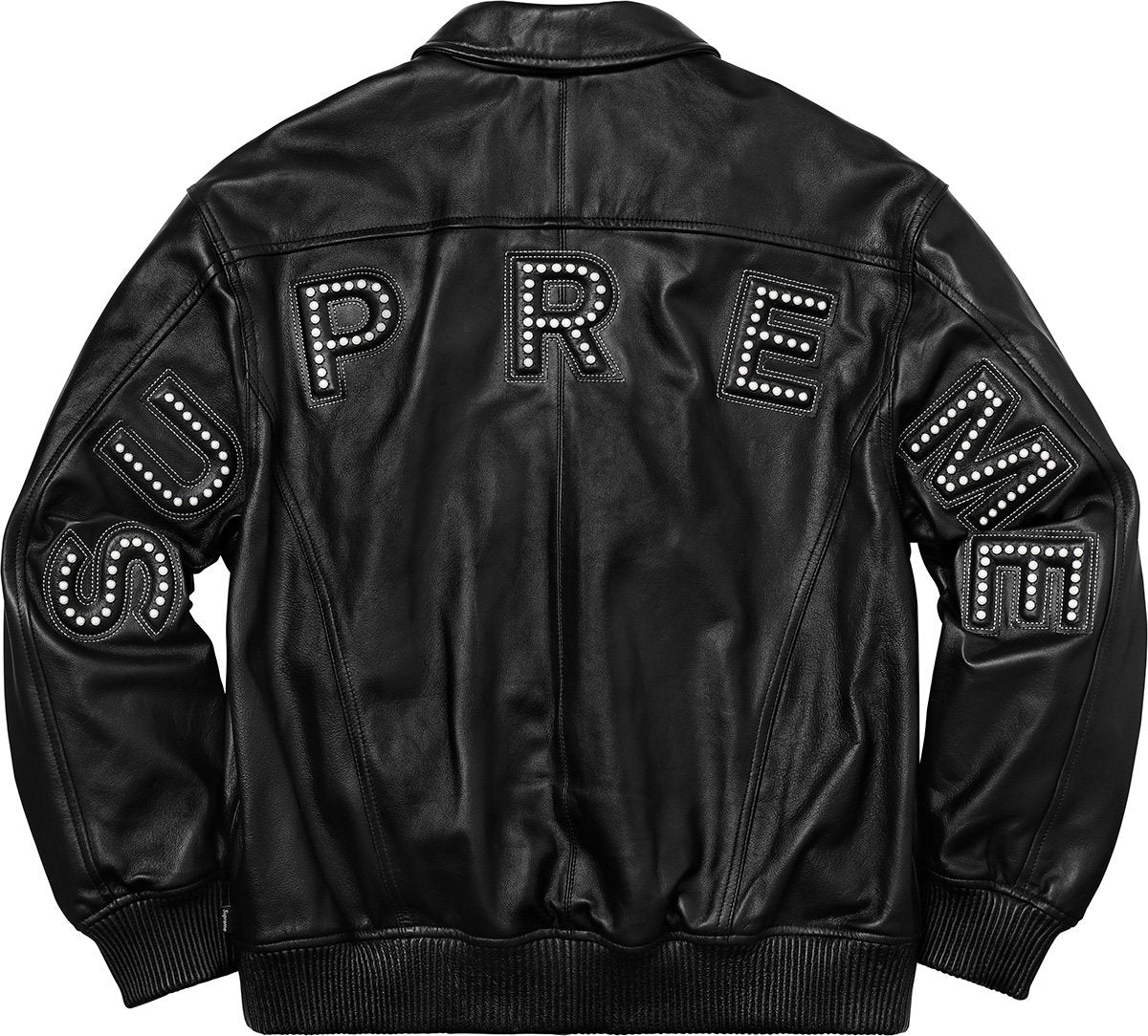 Supreme Studded Arc Logo Leather Jacket Black – BASEMENT_HK