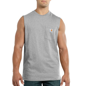 Carhartt Relaxed Fit Heavyweight Sleeveless Pocket Tee Grey