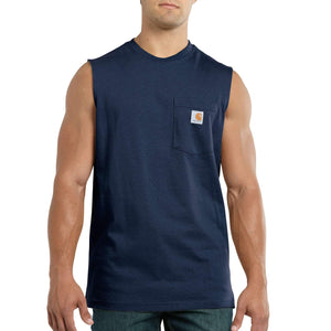 Carhartt Relaxed Fit Heavyweight Sleeveless Pocket Tee Navy