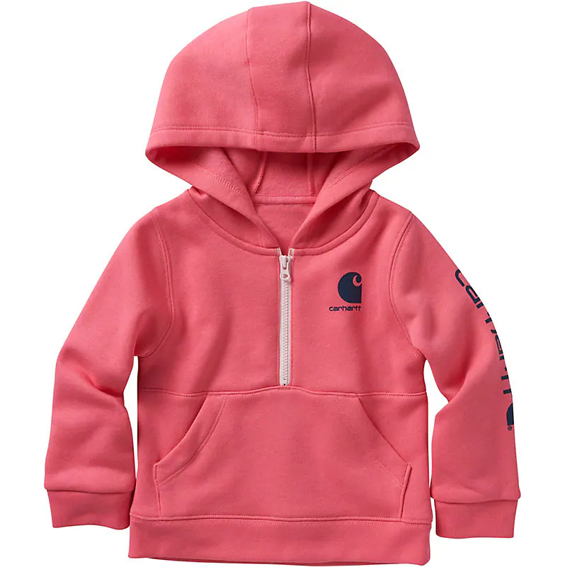 Carhartt Kids Long Sleeve Half Zip Sweatshirt Pink