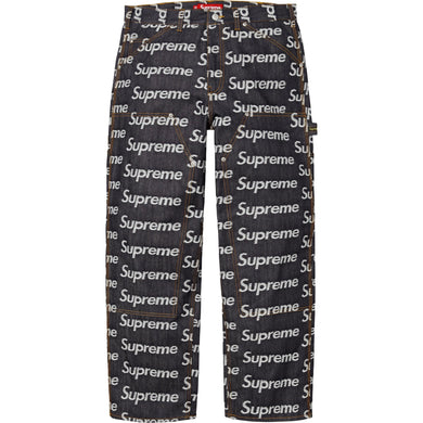 Supreme Jacquard Logos Double Knee Denim Painter Jean Rigid Indigo