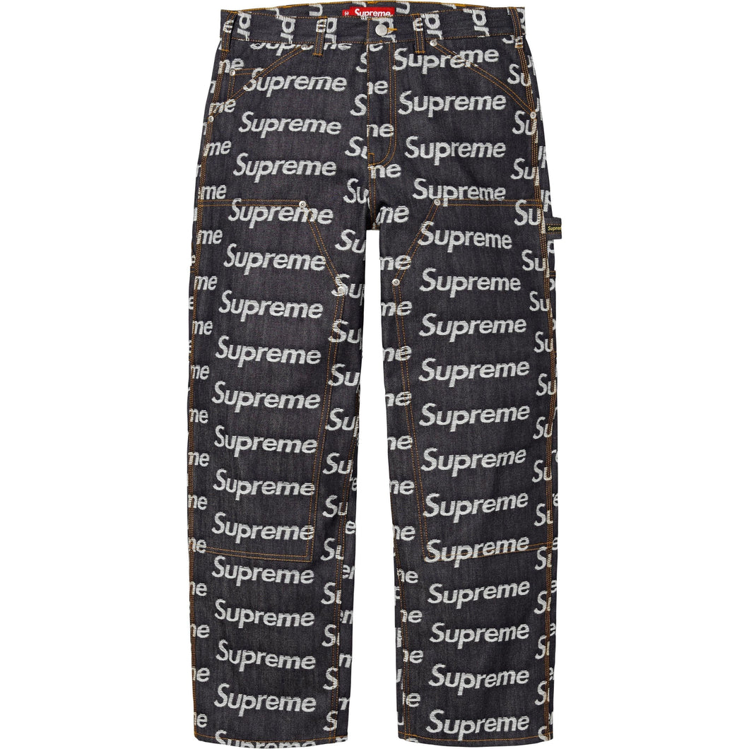 Supreme Jacquard Logos Double Knee Denim Painter Jean Rigid Indigo