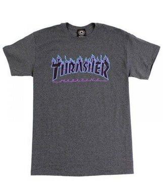 Thrasher Flame Logo Tee Dark Heather Grey