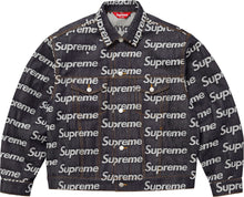 Supreme Jacquard Logos Denim Trucker Jacket Rigid Indigo