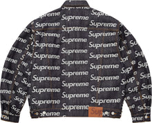 Supreme Jacquard Logos Denim Trucker Jacket Rigid Indigo