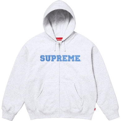 Supreme Collegiate Applique Zip Up Hooded Sweatshirt Ash Grey