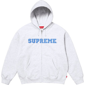 Supreme Collegiate Applique Zip Up Hooded Sweatshirt Ash Grey