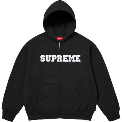 Supreme Collegiate Applique Zip Up Hooded Sweatshirt Black