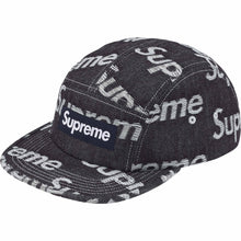Supreme Jacquard Logos Denim Camp Cap Rigid Indigo