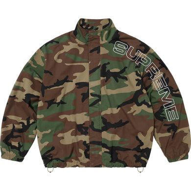 Supreme Spellout Embroidered Ripstop Track Jacket Woodland Camo
