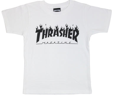 Thrasher Kids Flame Logo S/S Tee White
