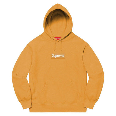Supreme Orange Box Logo Hoodie Hooded Sweatshirt Heather Gray