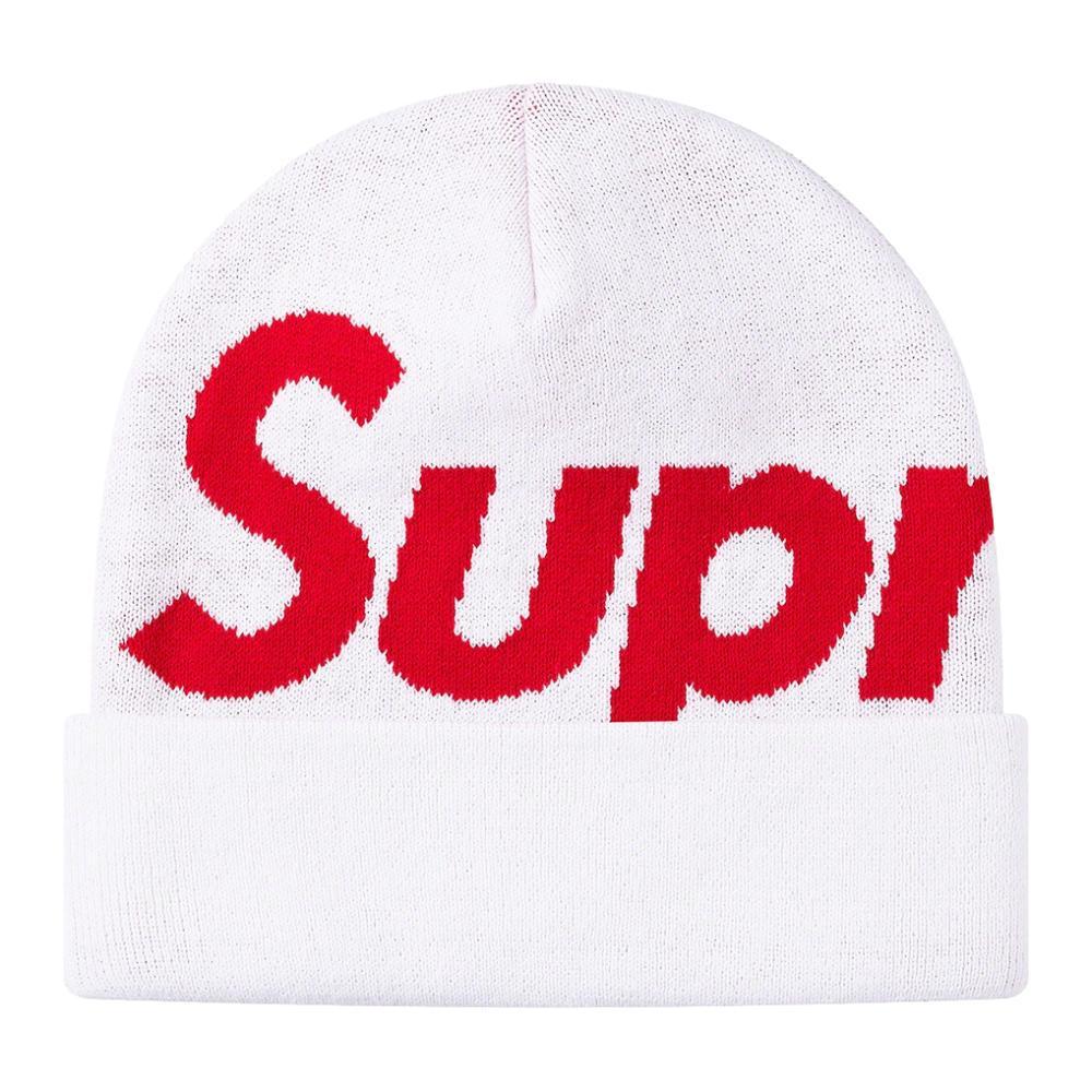 Supreme Big Logo Beanie White