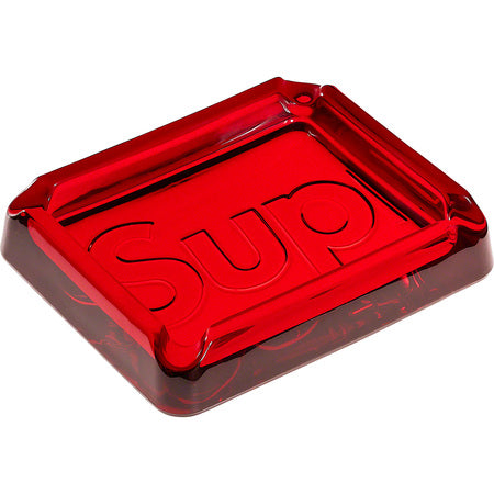 Supreme Debossed Glass Ashtray Red