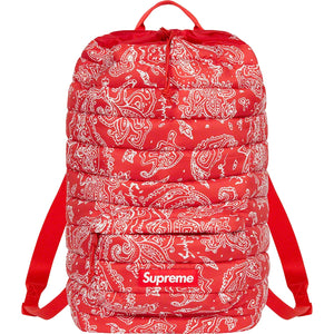 Supreme Puffer Backpack Red Paisley