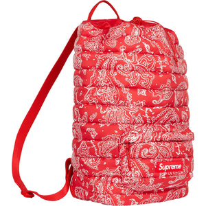 Supreme Puffer Backpack Red Paisley