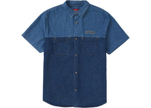 2-Tone Denim Short Sleeves Shirt (Blue)