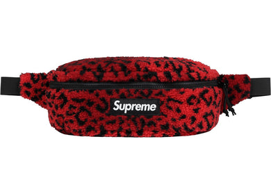 Supreme Leopard Fleece Waist Bag Red