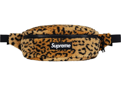 Supreme Leopard Fleece Waist Bag Yellow