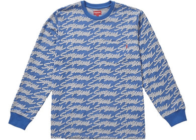 Signature Script Logo L/S Pocket Tee (Blue)