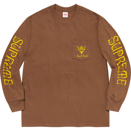 Supreme South2 West8 L/S Pocket Tee Brown
