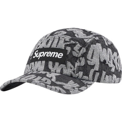 Supreme Fat Tip Jacquard Denim Camp Cap Black