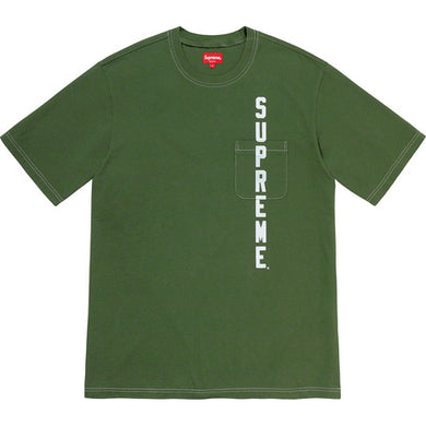 Supreme Contrast Stitch Pocket Tee Green
