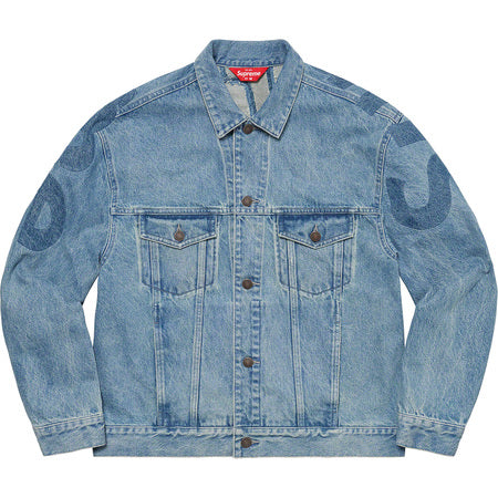 Supreme New York painted trucker jacket blue