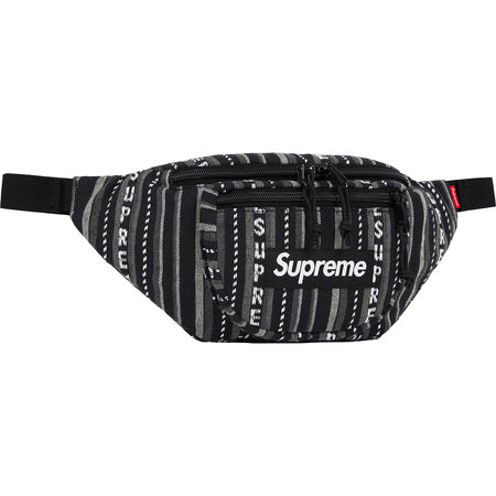 Supreme Woven Stripe Waist Bag Black