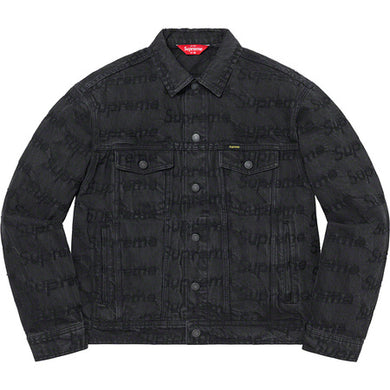 Supreme Frayed Logos Denim Trucker Jacket Black