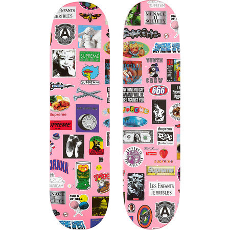 Supreme Stickers Skateboard Pink