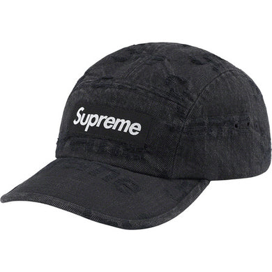 Supreme Frayed Logos Denim Camp Cap Black