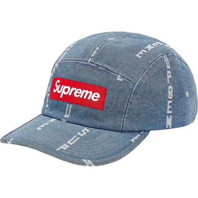 Supreme Logo Denim Camp Cap Blue